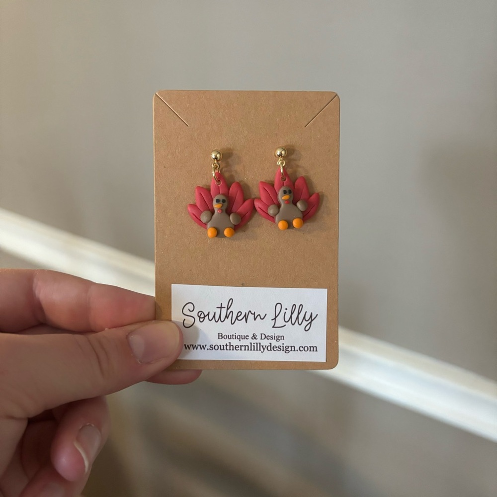 Clay Turkey Earrings